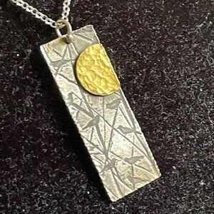 Handmade Silver Bird Sun Pendant Necklace Womens 18in Chain Andree Chenier